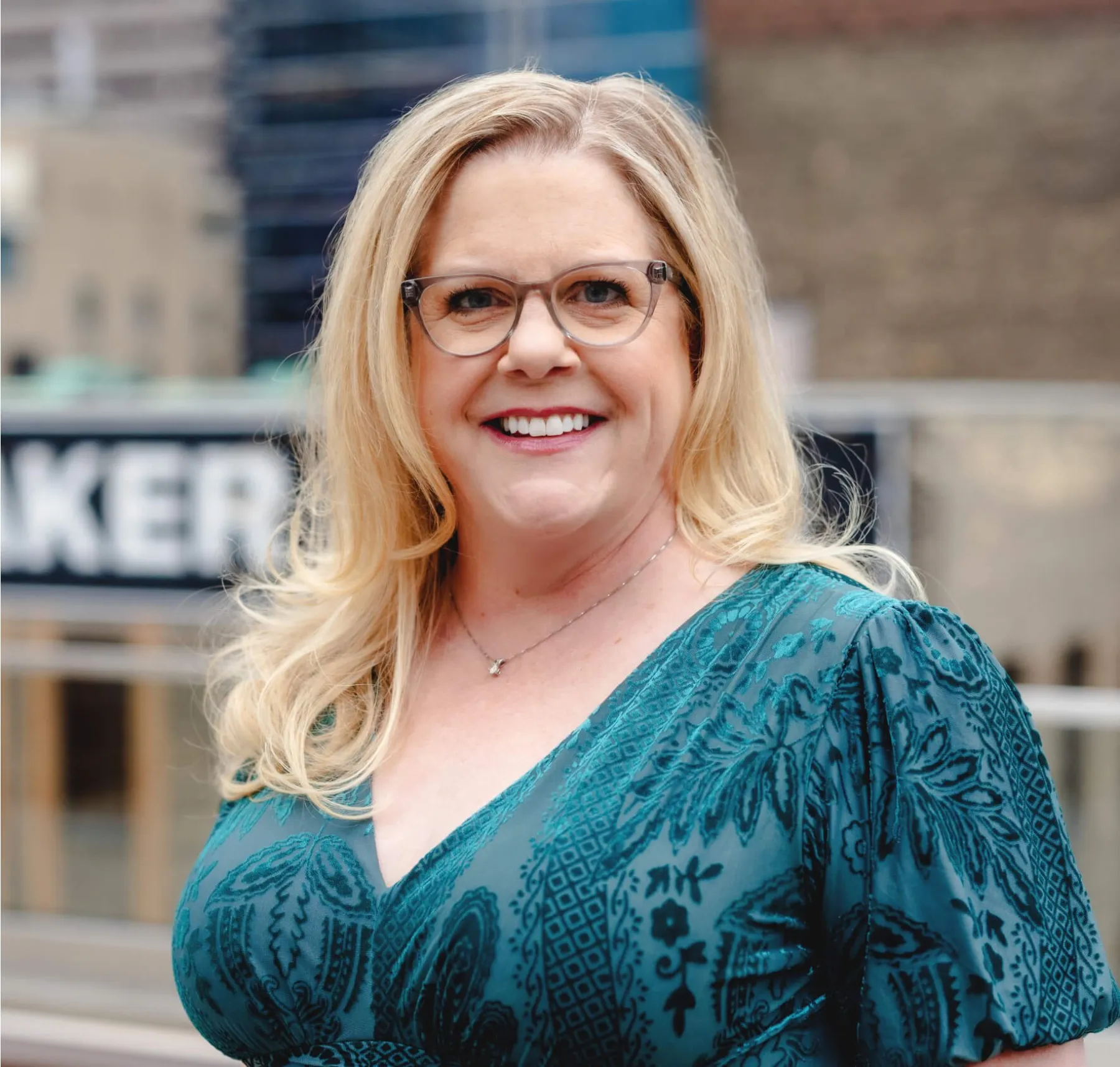 a woman with blonde hair