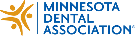 Logo of the Minnesota Dental Association featuring vibrant colors and dynamic figures representing dental care.