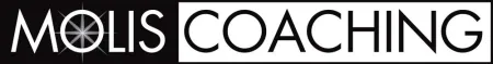 Logo of Molis Coaching featuring sleek typography on a black background.