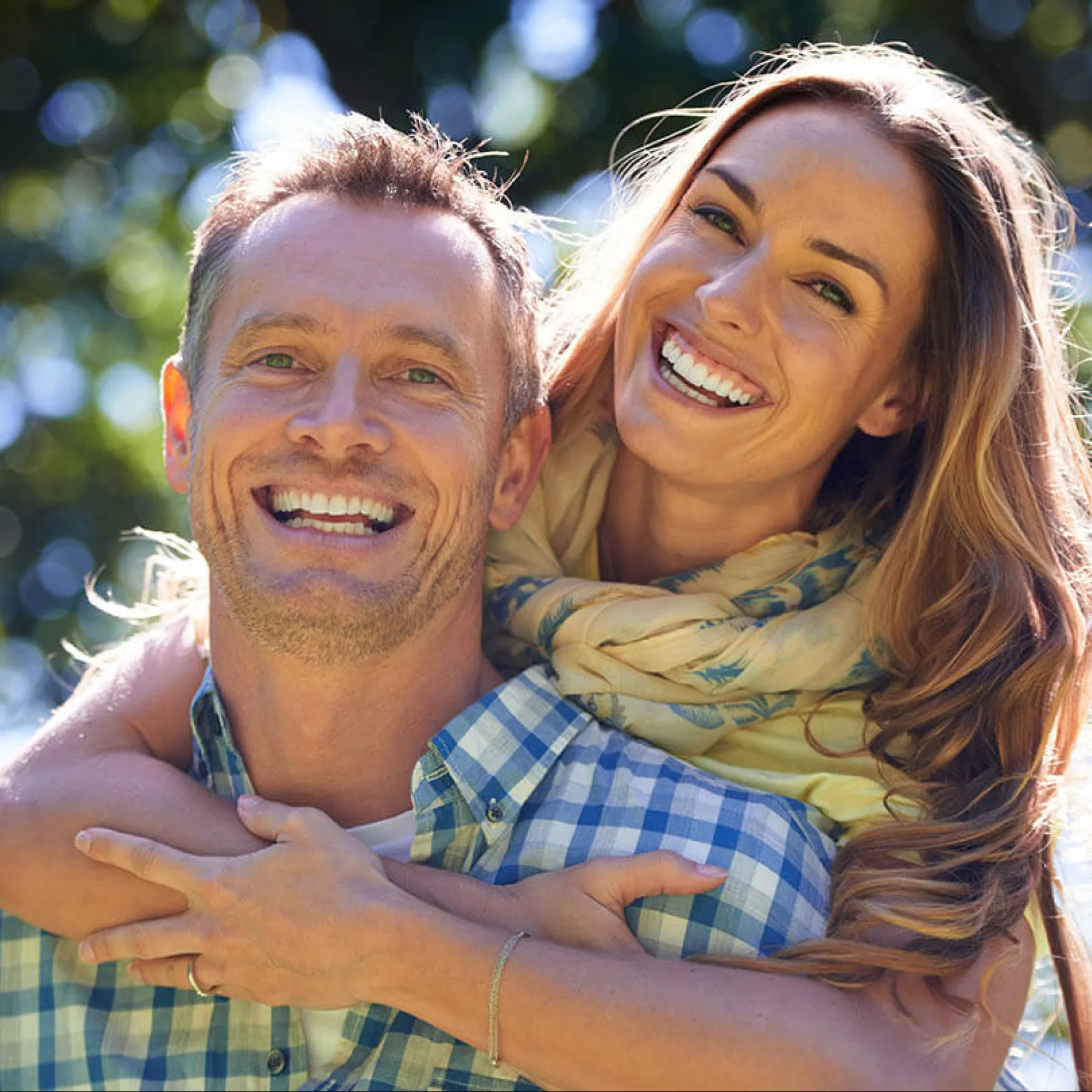 a man and woman embracing